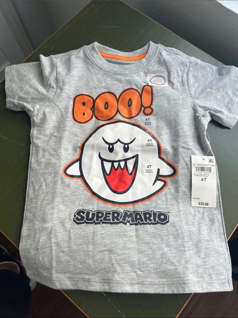 Nintendo Super Mario 'Boo!' Graphic Tee - Gray & Orange